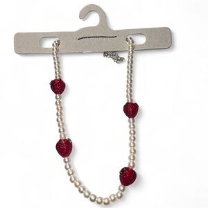 🍓New! Urban Outfitters Pearl and Red Strawberry Necklace